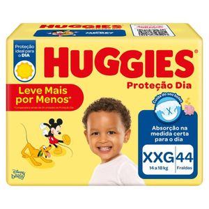 Fralda Descartável Huggies Disney Baby Proteção Dia XXG c/ 44 Unid Leve+ Pague -