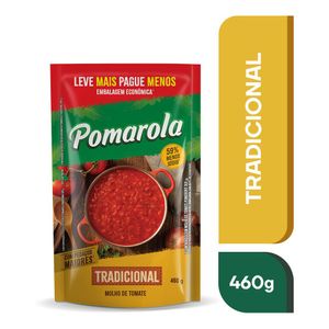 Molho de Tomate Pomarola Tradicional Sachê 460g Embalagem Econômica Leve + Pague -