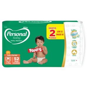 Fralda Descartável Personal Baby Total Protect Pants M Pacote Leve 52 Pague 50 Unid