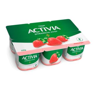 Leite Fermentado Activia Integral Morango Bandeja 510g c/ 6 Unid