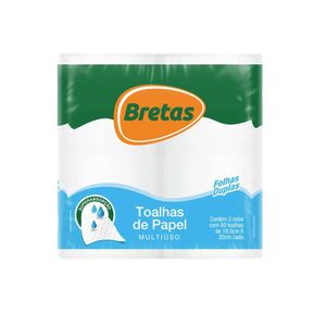 Papel Toalha Bretas Multiuso Folha Dupla 50 Folhas c/ 2 Unid