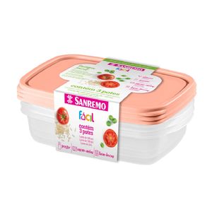 Conjunto Pote Sanremo Quadrado Plástico Sortido 785ml c/ 3 Unid