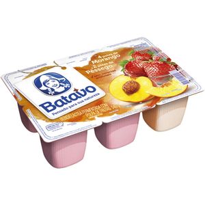 Bebida Láctea Fermentada Batavo Morango + Pêssego Bandeja 510g c/ 6 Unid