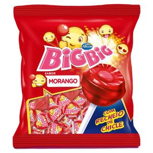 Pirulito Big Big Morango Recheio Chicle Pacote 500g